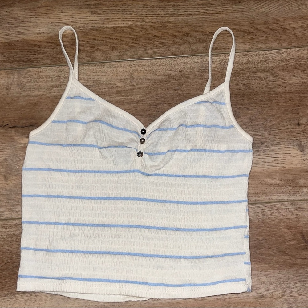 Adorable cream & baby blue feminine tank
